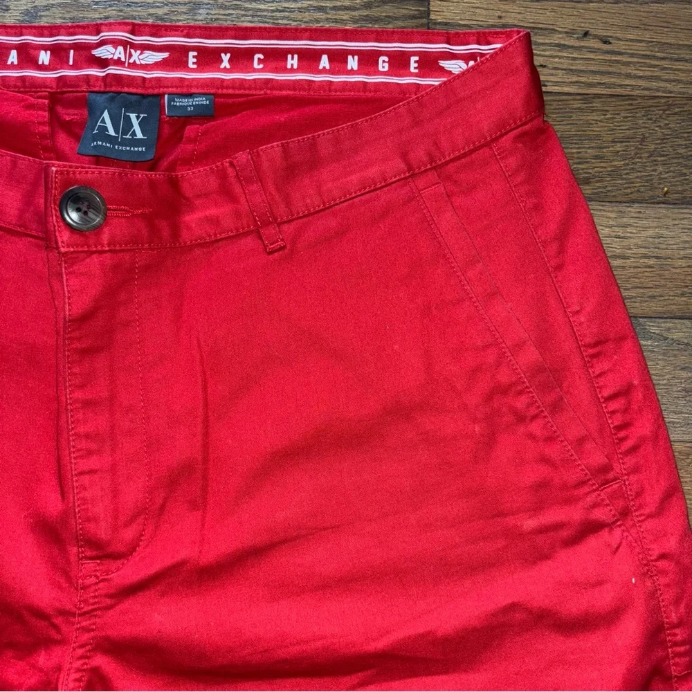 A|X Armani Exchange Men’s Red Pants 100% Cotton Size 33 - Picture 7 of 14